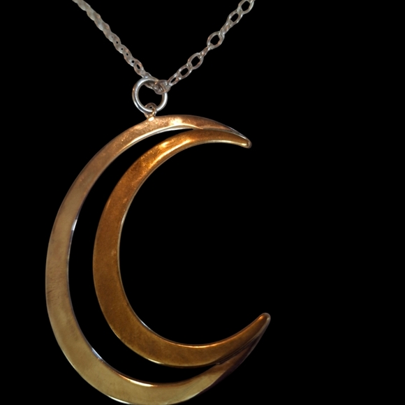 RLM Studio Robert Lee Morris sterling silver and brass open crescent moon pendan - Picture 2 of 12